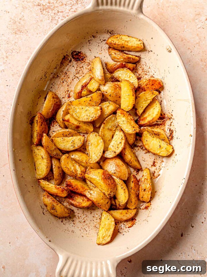 Roasted yellow potatoes.