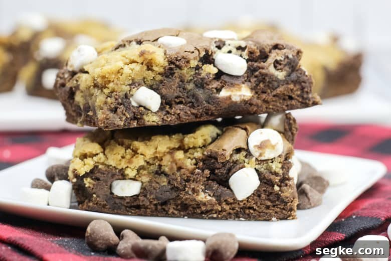 stack of plated hot chocolate brookies