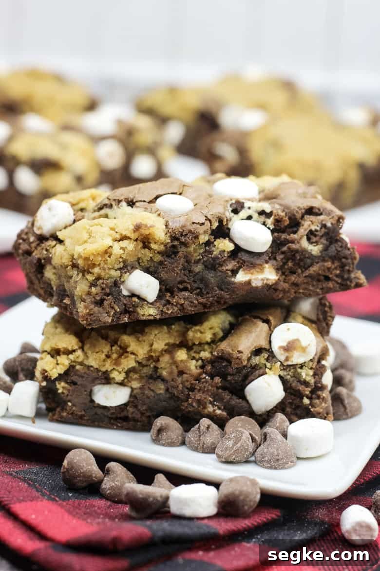stack of plated hot chocolate brookies