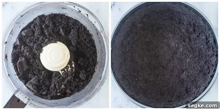 Decadent Triple Chocolate Cheesecake Recipe 3 How to make Oreo crumb crust step by step