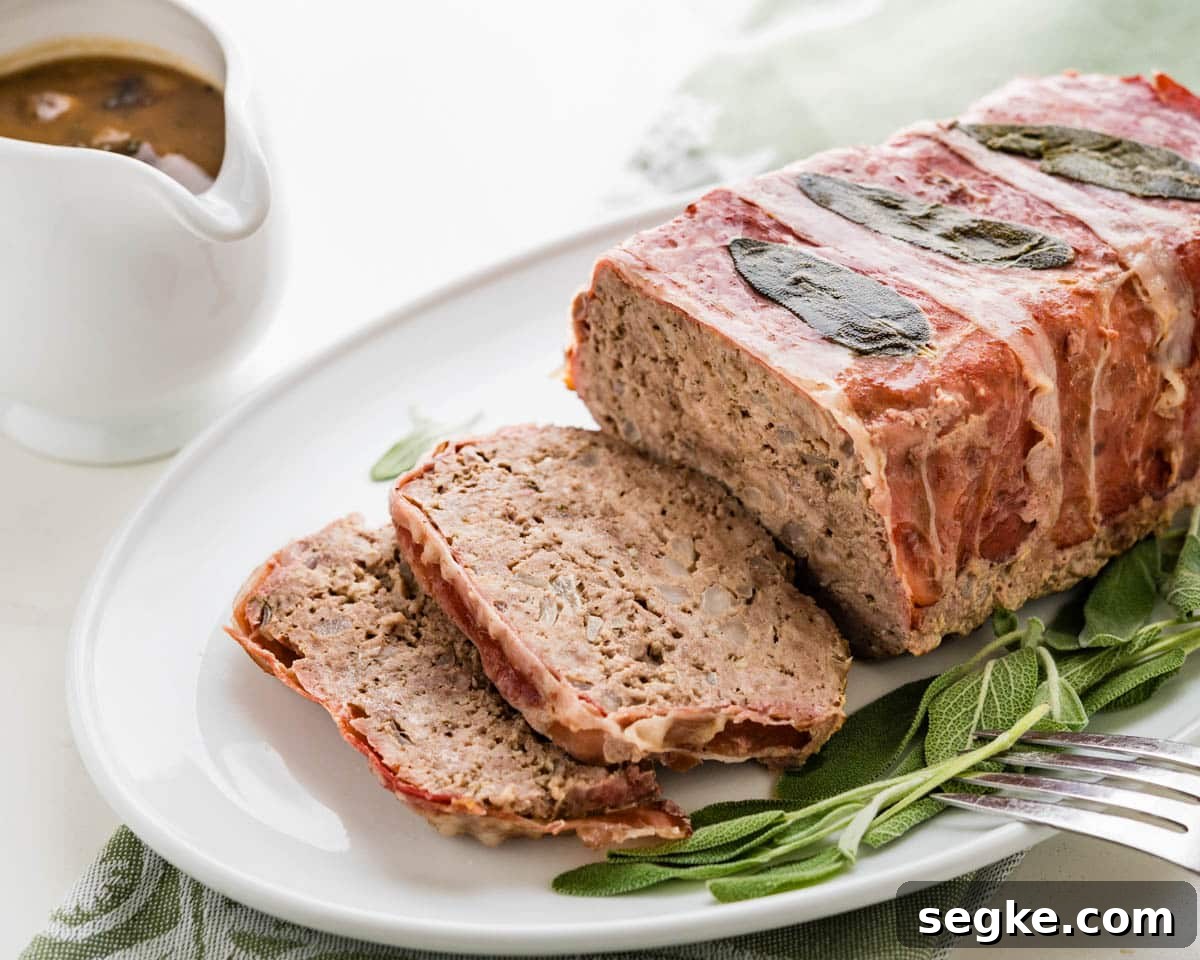 Oven Baked Meatloaf with Creamy Mushroom Gravy 6 Meatloaf with mushroom gravy on the side.