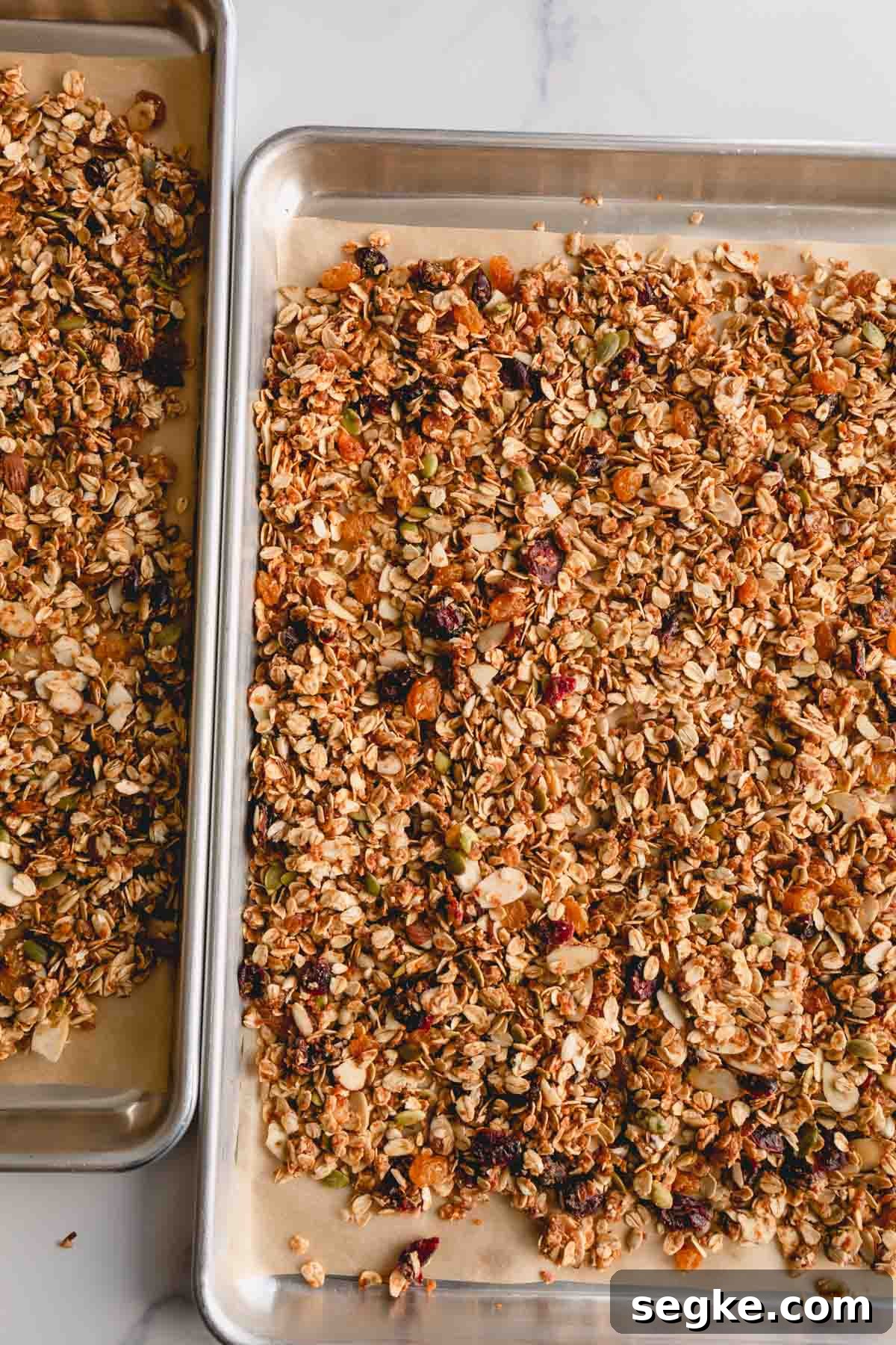 a sheet pan full of homemade granola.