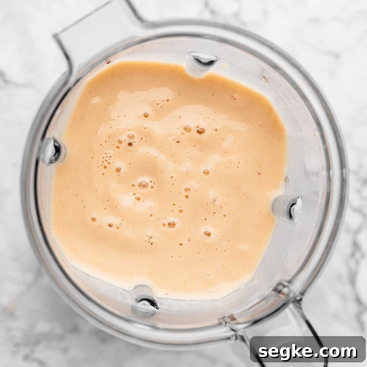 Banana Peach Smoothie Recipe in a blending container after blending