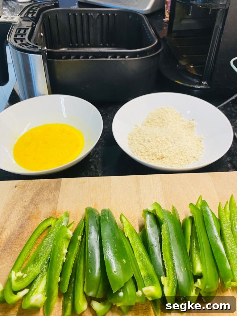 Breading station by the air fryer