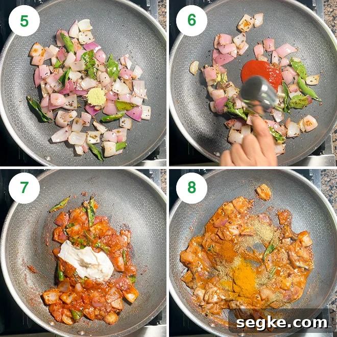 step by step picture collage of making achari bhindi