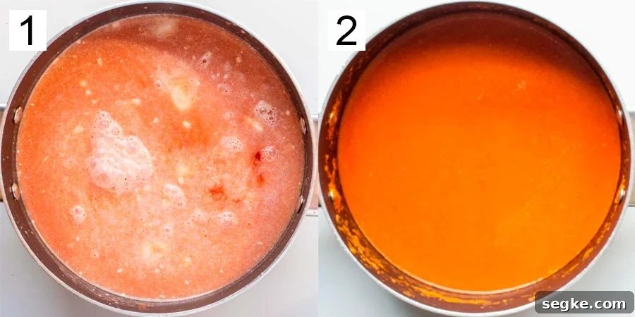 Collage of making tomato soup.