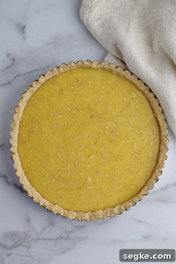 almond oat tart shell filled with frangipane