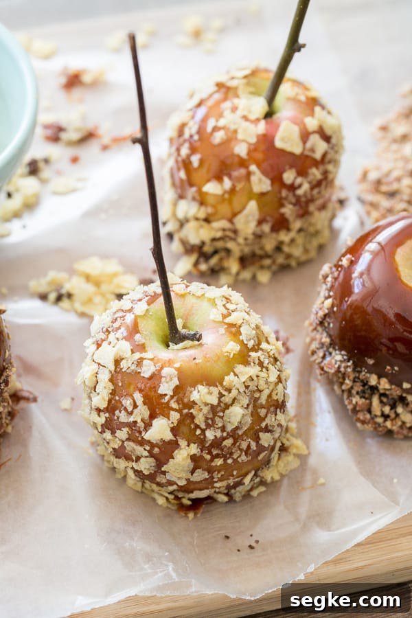 How to Make Bourbon Caramel Apples 4 Caramel apples with crushed potato chips