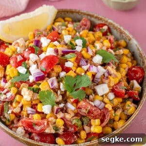 A bowl of Mexican corn salad.