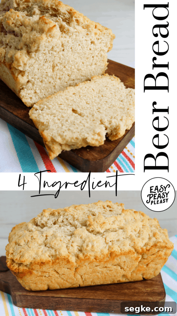 This 4 ingredient Beer Bread recipe is yeast free.