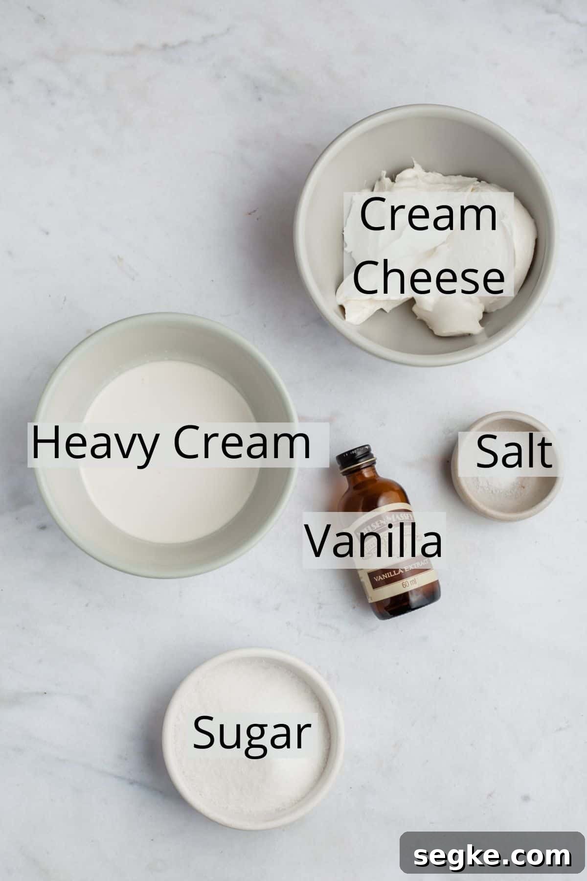All the ingredients for cream cheese frosting weighed out.