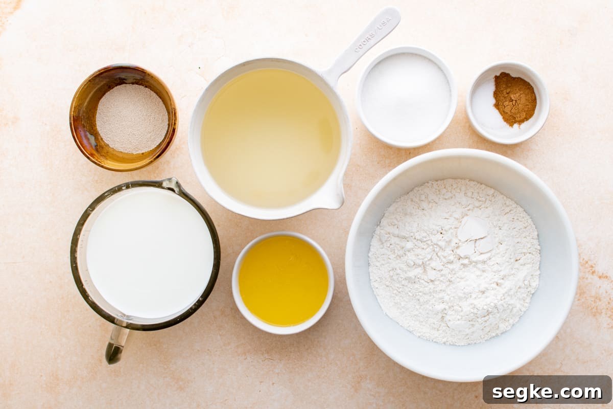 overhead view of ingredients to make elephant ears pastry.