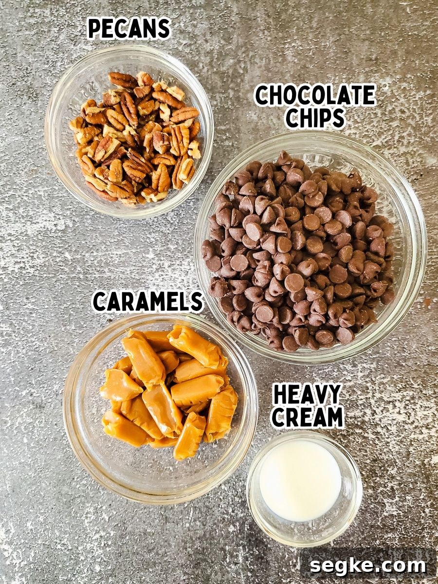 Salted Caramel Chocolate Turtle Bark with Pecans 3 Ingredient picture for caramel chocolate Turtle bark recipe.