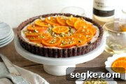 Candied Tangerine Mascarpone Tart with Pistachio Chocolate Crust