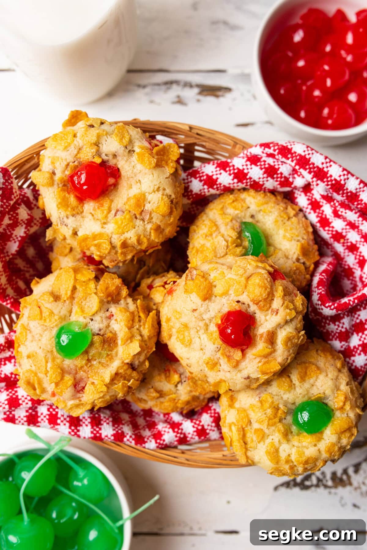 Cherry Wink Cookies in a basket