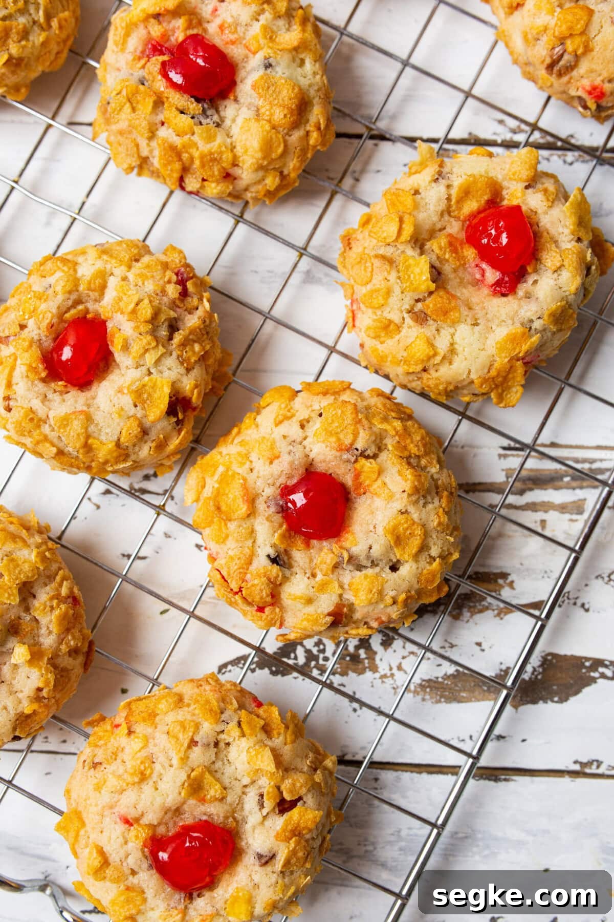 cooling rack of Cherry Wink Cookies