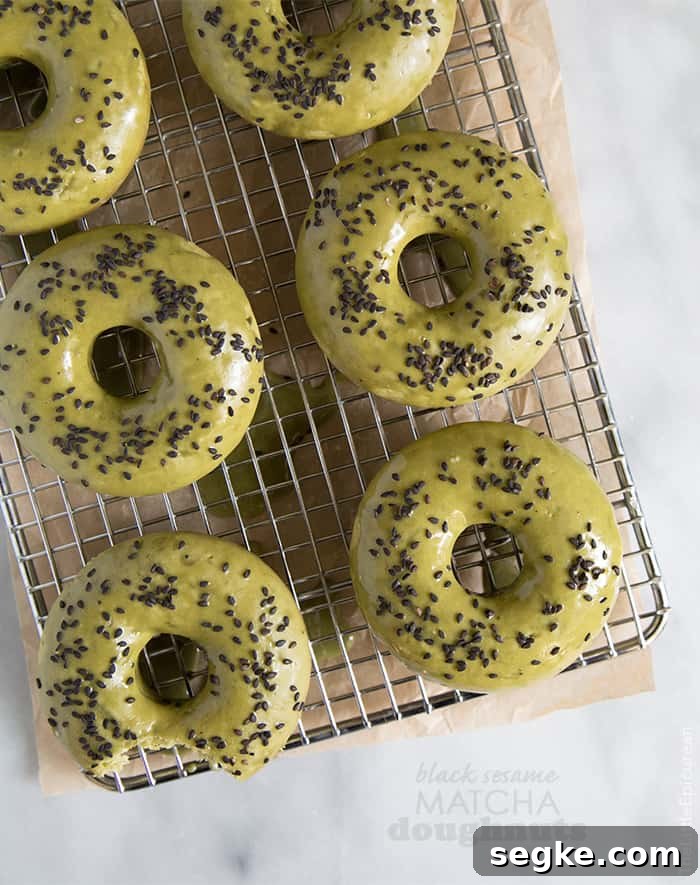 Black Sesame Matcha Doughnuts (baked)