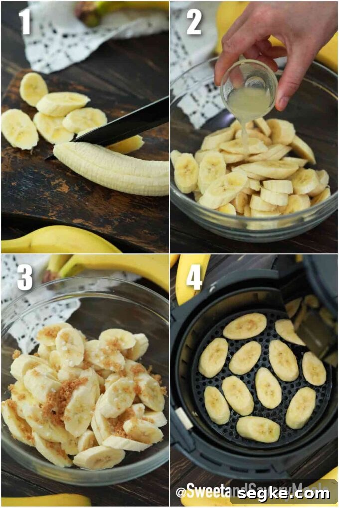 Crispy Homemade Air Fryer Banana Chips 3 steps how to make air fryer banana chips