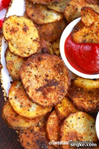 air fryer potato chips with ketchup