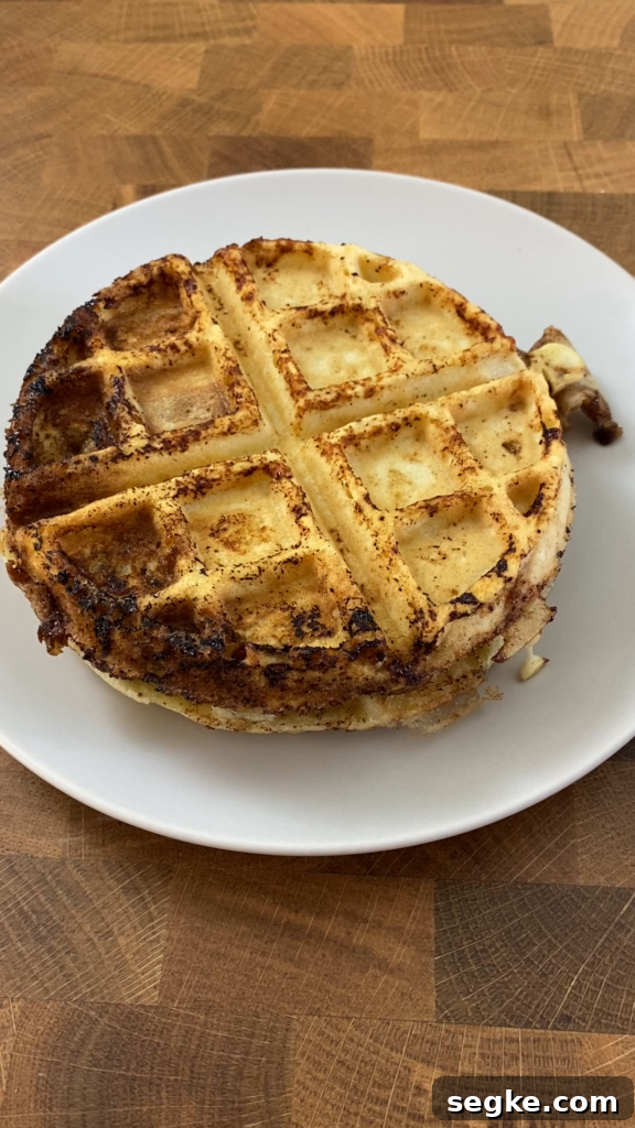 Cinnamon roll waffle, close up