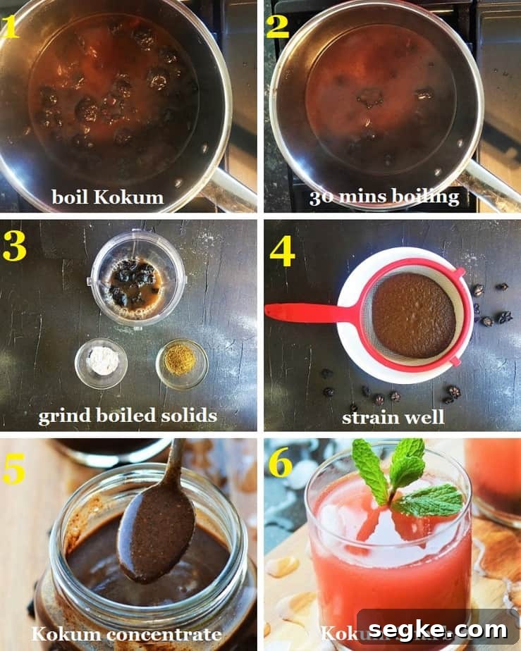 How to make Kokum Sharbat at home from dry kokum step by step pictures
