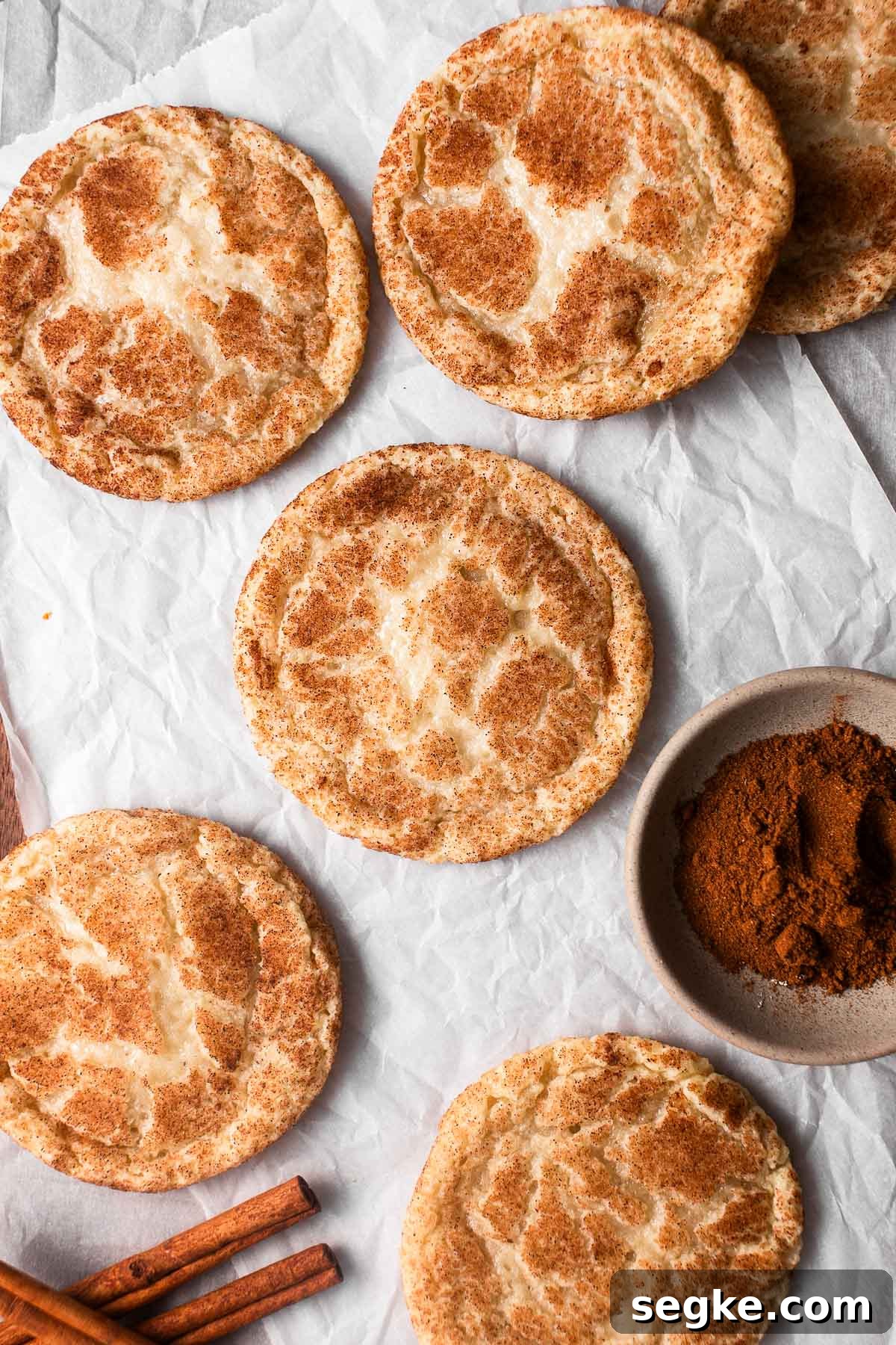 Eggless snickerdoodle cookies close-up