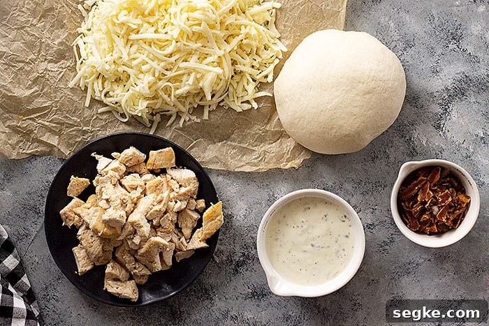 Crispy Chicken Bacon Ranch Pizza Recipe 3 Ingredients for Chicken Bacon Ranch Pizza.