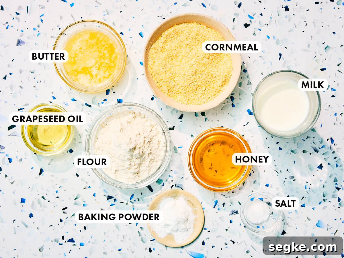 Ingredients to make mini cornbread muffins.