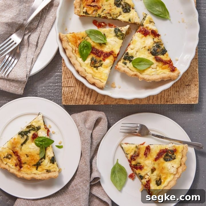 Image for Sun Dried Tomato Quiche with Spinach and Goat Cheese