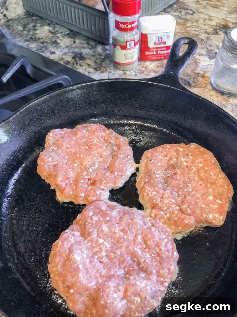 Two Holiday Recipes with a Modern Twist 5 Turkey burgers in a cast iron skillet.