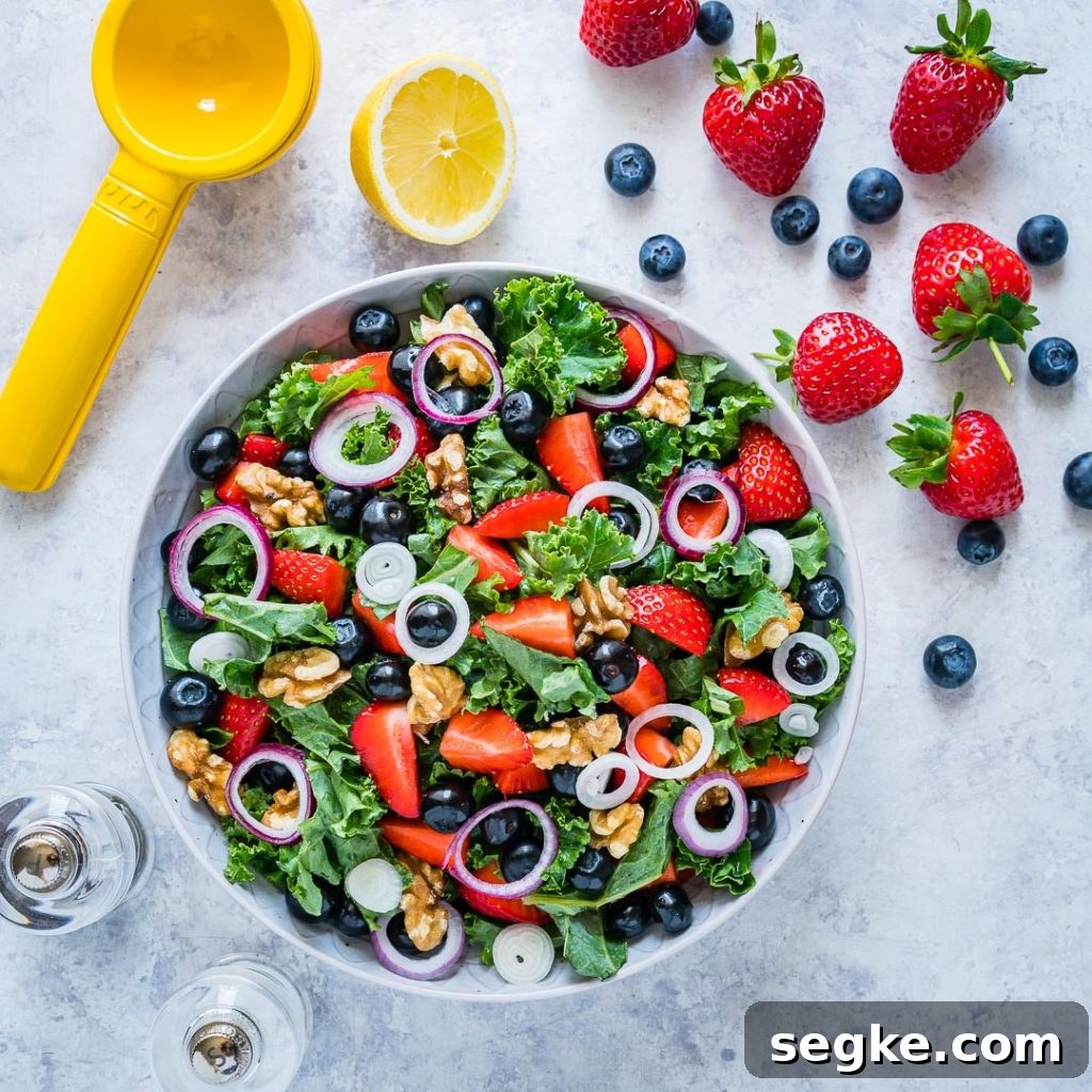 Massaged Kale Fresh Berry Salad with Citrusy Vinaigrette Recipe