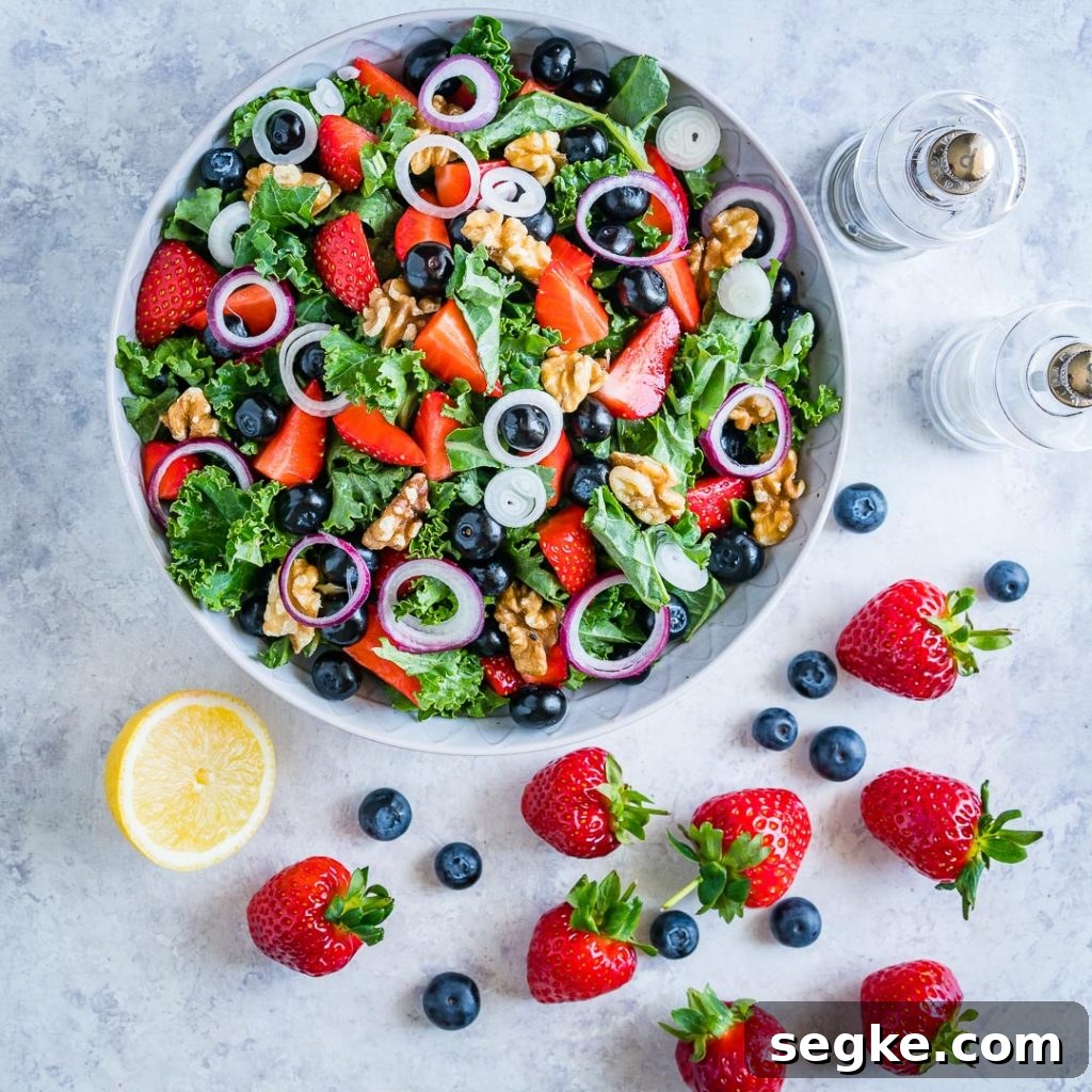 Massaged Kale Fresh Berry Salad Preparation
