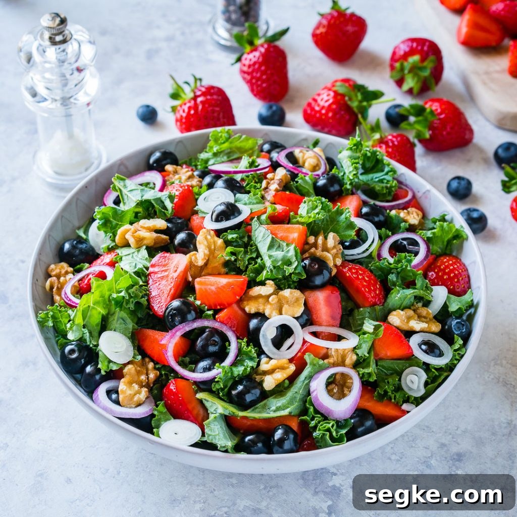 Favorite Massaged Kale Fresh Berry Salad with Citrusy Vinaigrette