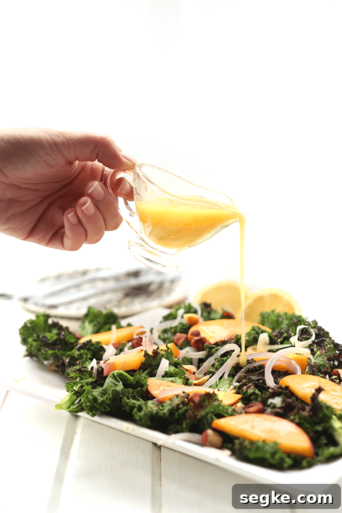 Plated grilled kale salad with peaches