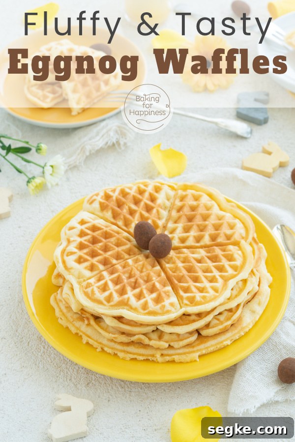 Wonderfully fluffy waffles with eggnog. The dough has quite a fine consistency and a subtle liqueur aroma.