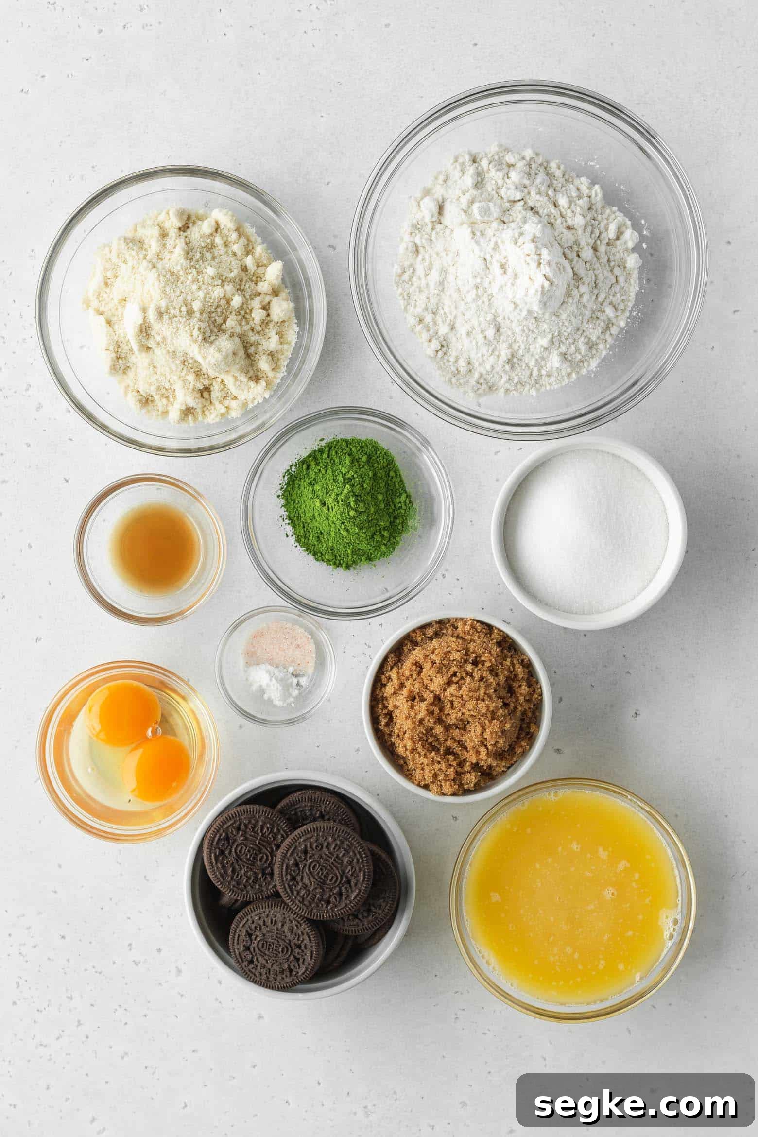 Ingredients to make matcha blondies