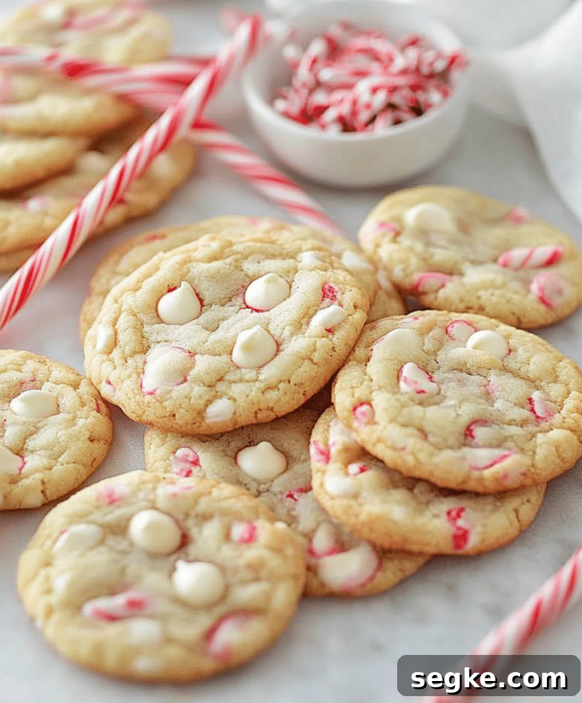 Stack of White Chocolate Peppermint Cookies