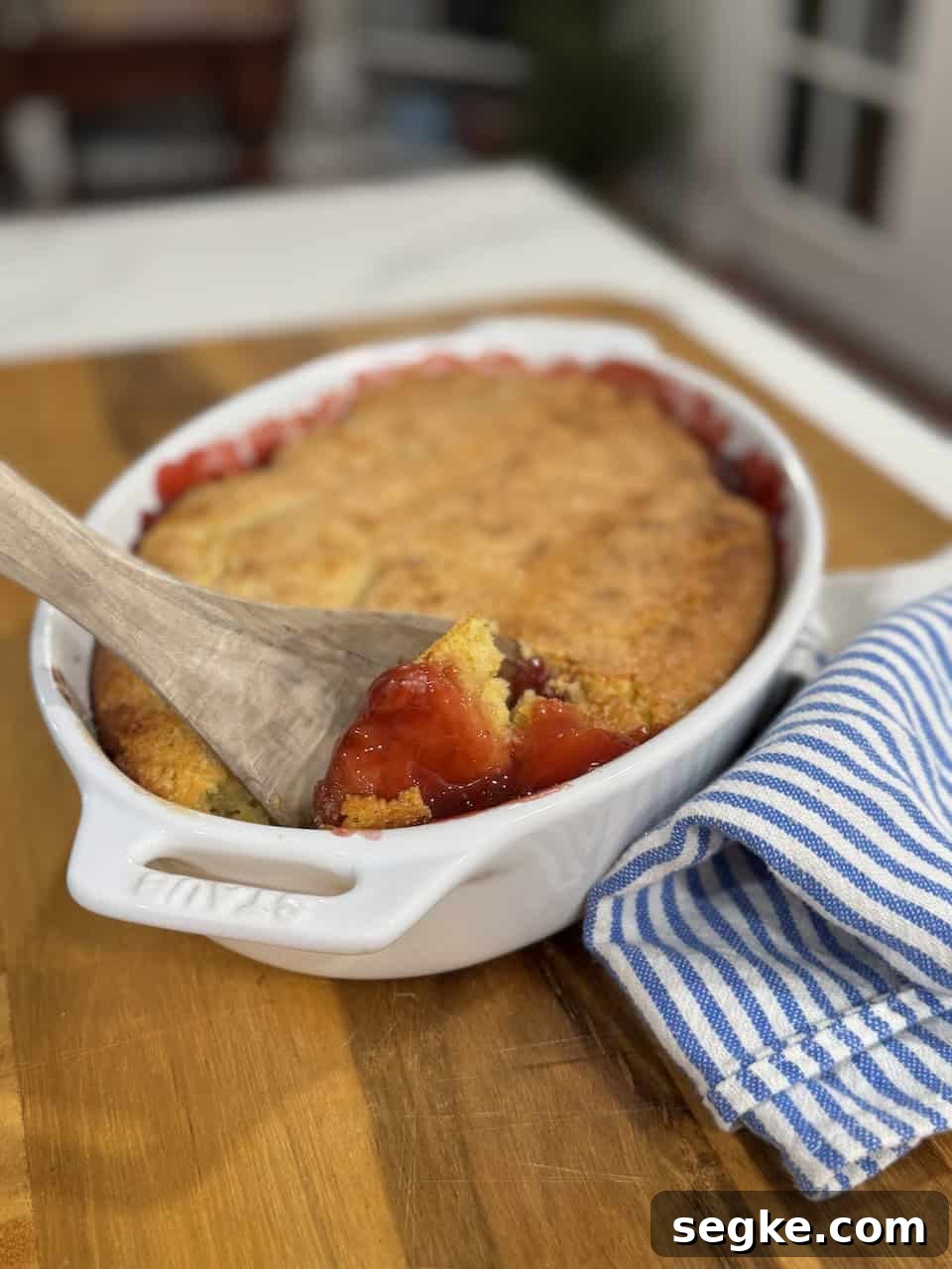 Cherry Peach Cobbler with Cornbread Topping Recipe 2 Cherry Peach Cobbler with Cornbread Topping