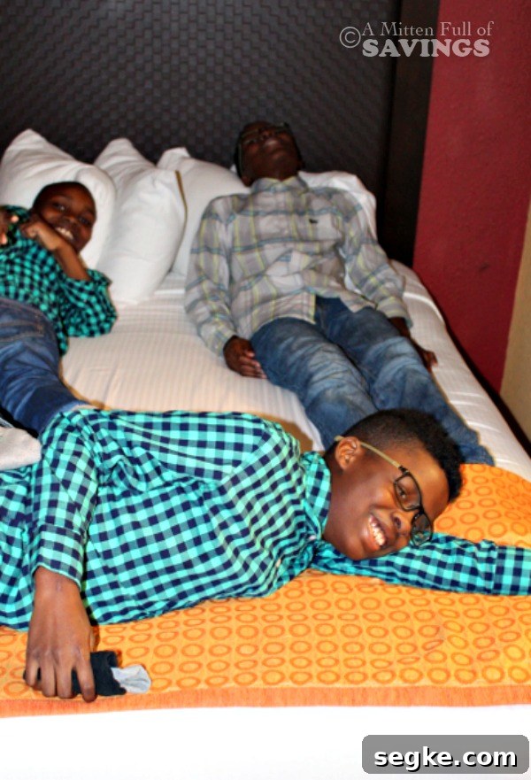Children relaxing after a fun day at Coco Key