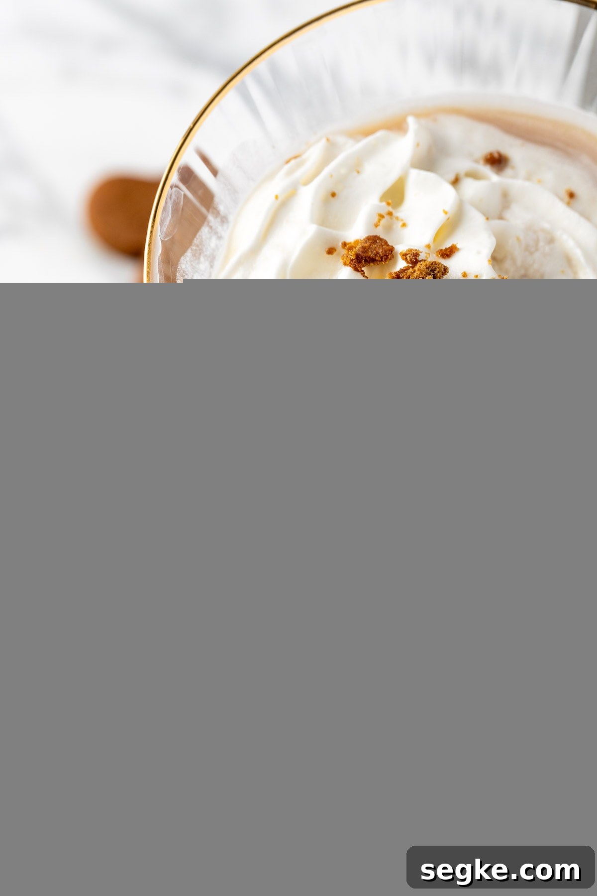An Outback Gingerbread Martini topped with whipped cream and gingerbread cookie crumbles.
