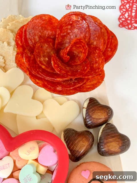 Valentine Charcuterie, best charcuterie ideas, Valentine treat ideas, cute charcuterie boards, heart charcuterie, heart treats, best kids valentine's day ideas, best valentine recipes, easy valentine recipes, easy charcuterie ideas, pepperoni rose