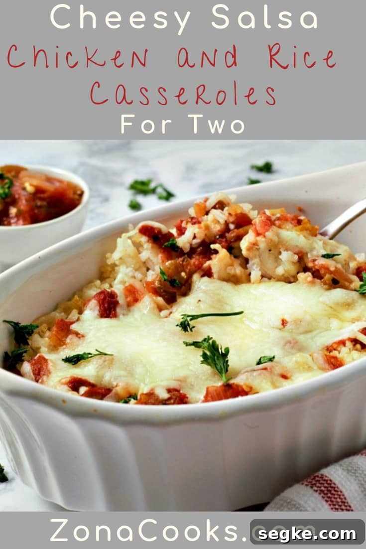 Cheesy Salsa Chicken and Rice Casserole for two