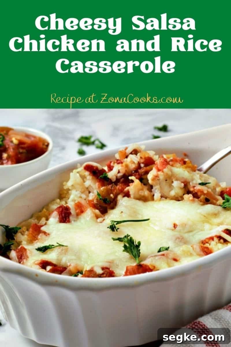 Salsa Chicken Rice Casserole in a serving dish