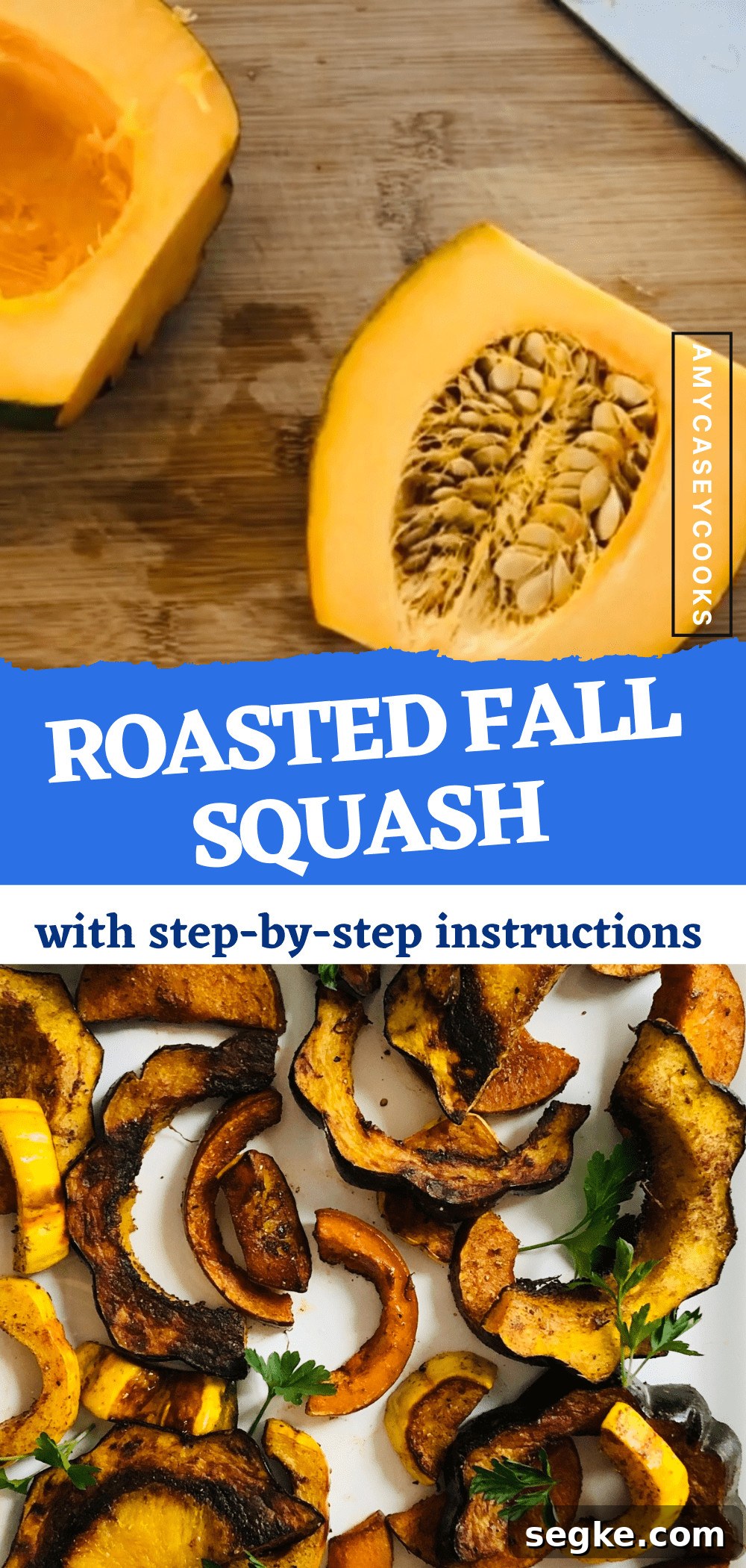 cut fall squash and squash roasted with cinnamon and nutmeg