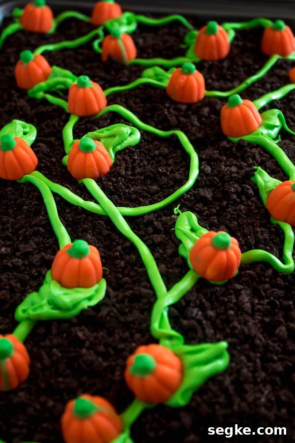 Pumpkin Patch Poke Cake close-up