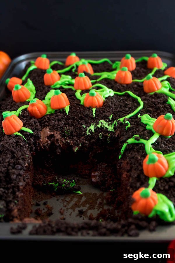 Slice of Pumpkin Patch Poke Cake