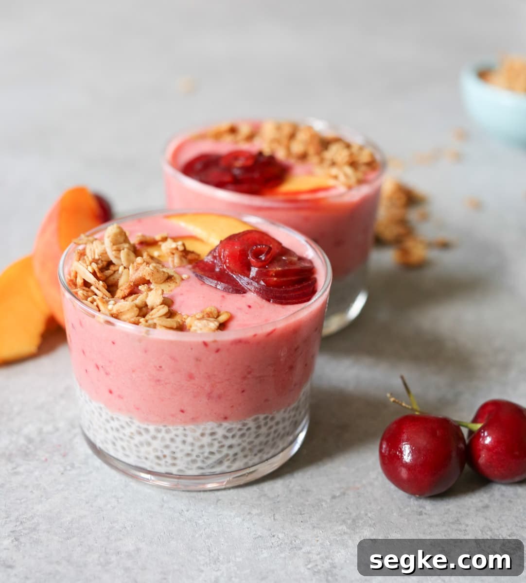 Peach-Cherry-Smoothie-and-Coconut-Chia-Pudding-Parfaits
