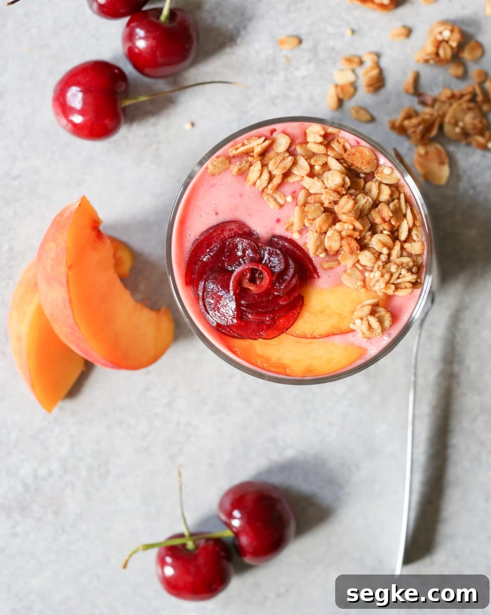 Peach-Cherry-Smoothie-and-Coconut-Chia-Pudding-Parfaits-5