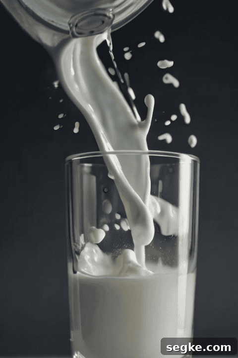 Milk being poured into a glass