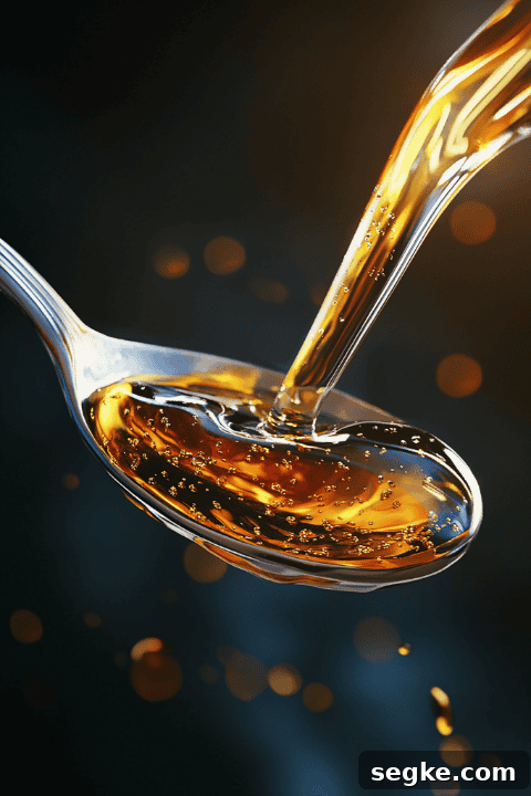 Honey being measured into a spoon